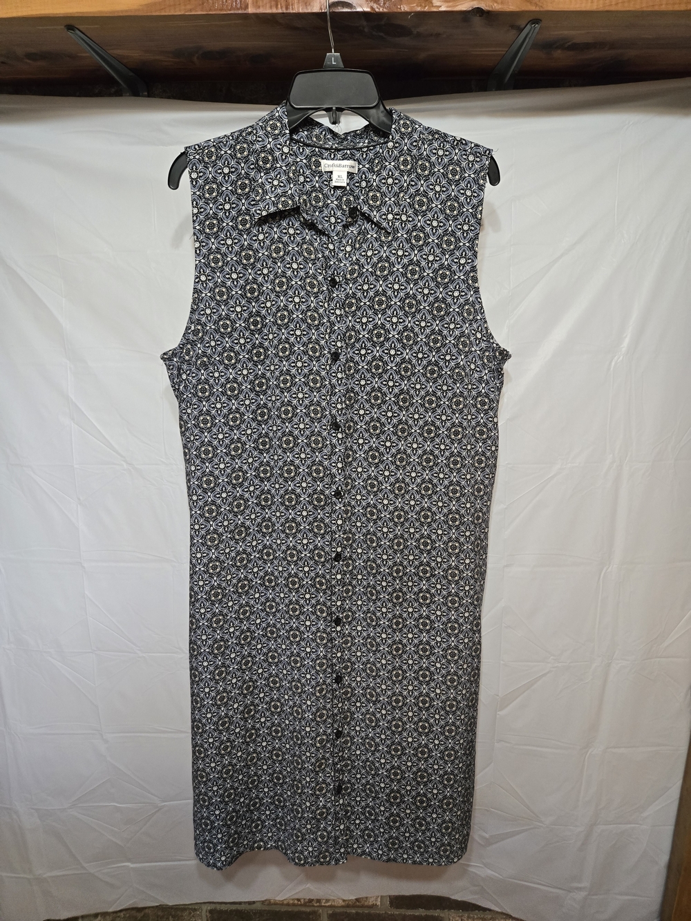 croft & barrow Navy Sleeveless Geometric Midi Dress